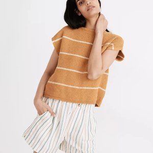 Madewell Boatneck Button-Back Sweater Tee in Stripe